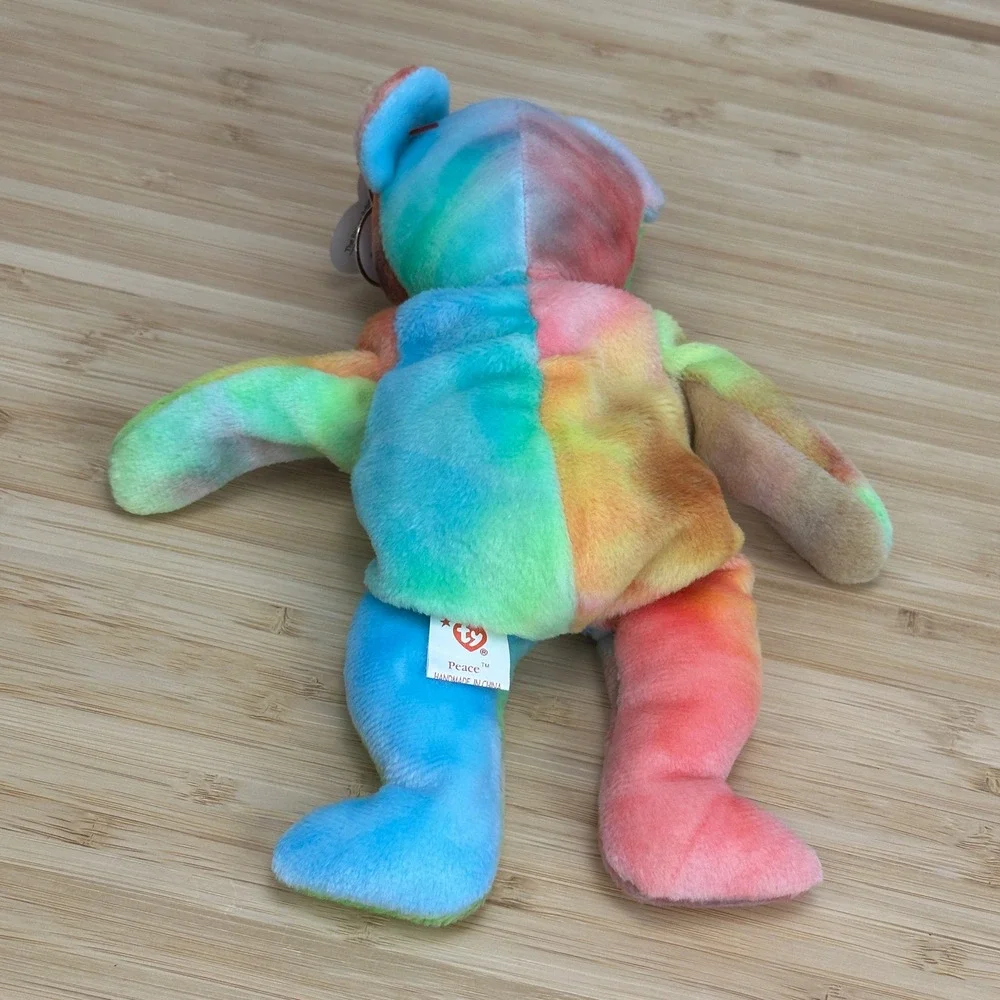 Ty Beanie Babies Peace Bear Vintage Plush Toy‎ Tie Dye Rainbow Beautiful Colors